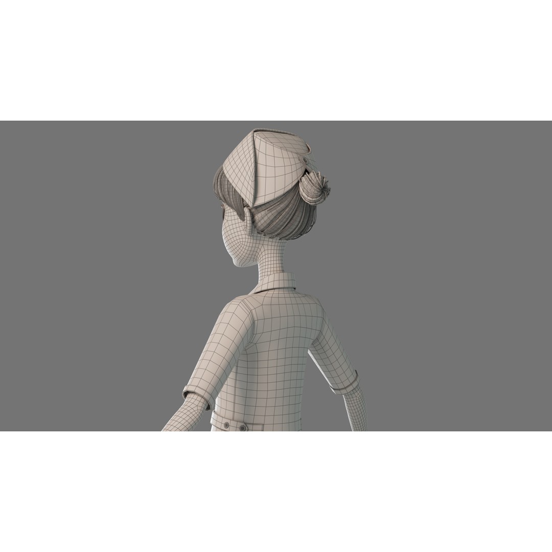 Cartoon Nurse 3D Model – Rigged Character for Animation, FBX - View 29