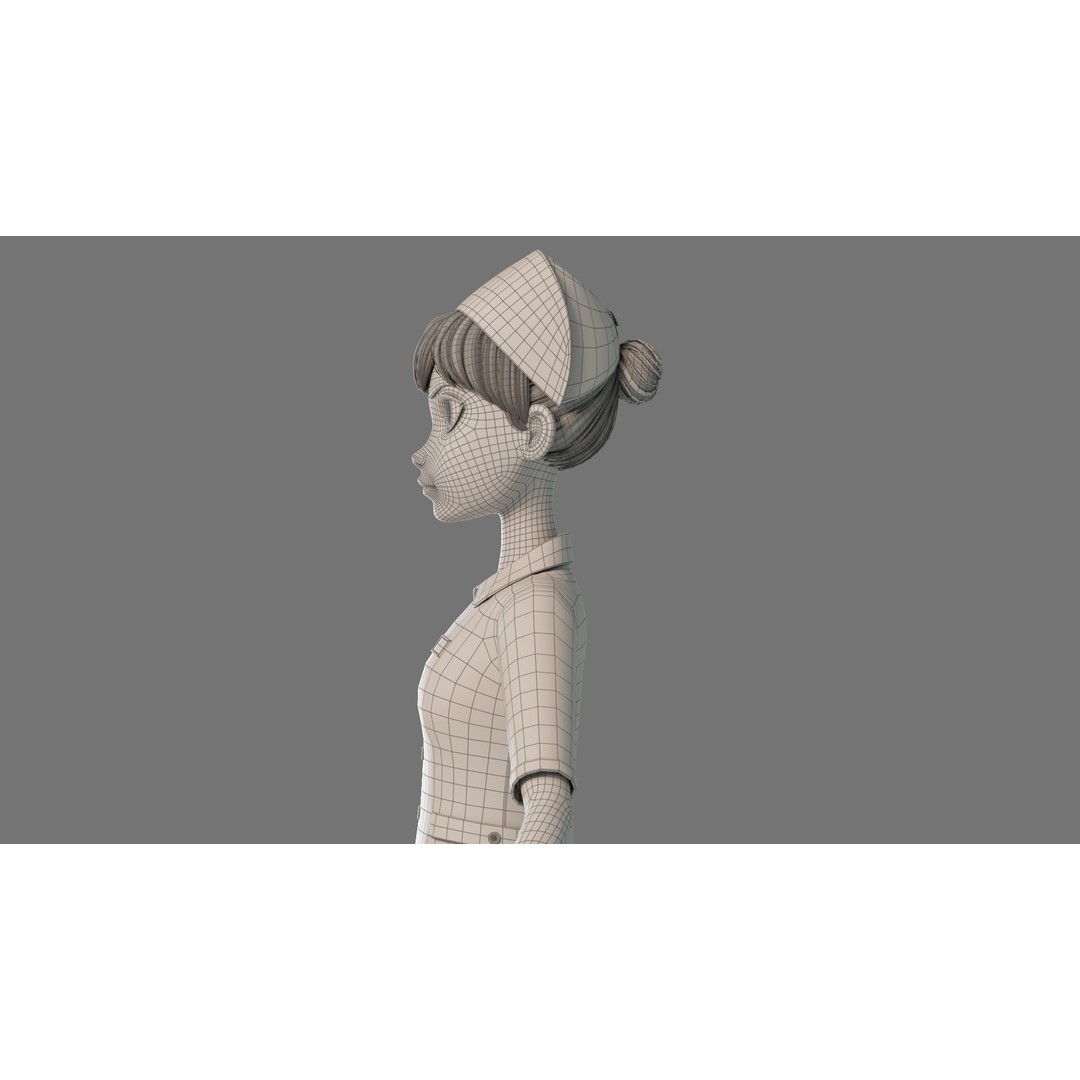 Cartoon Nurse 3D Model – Rigged Character for Animation, FBX - View 30