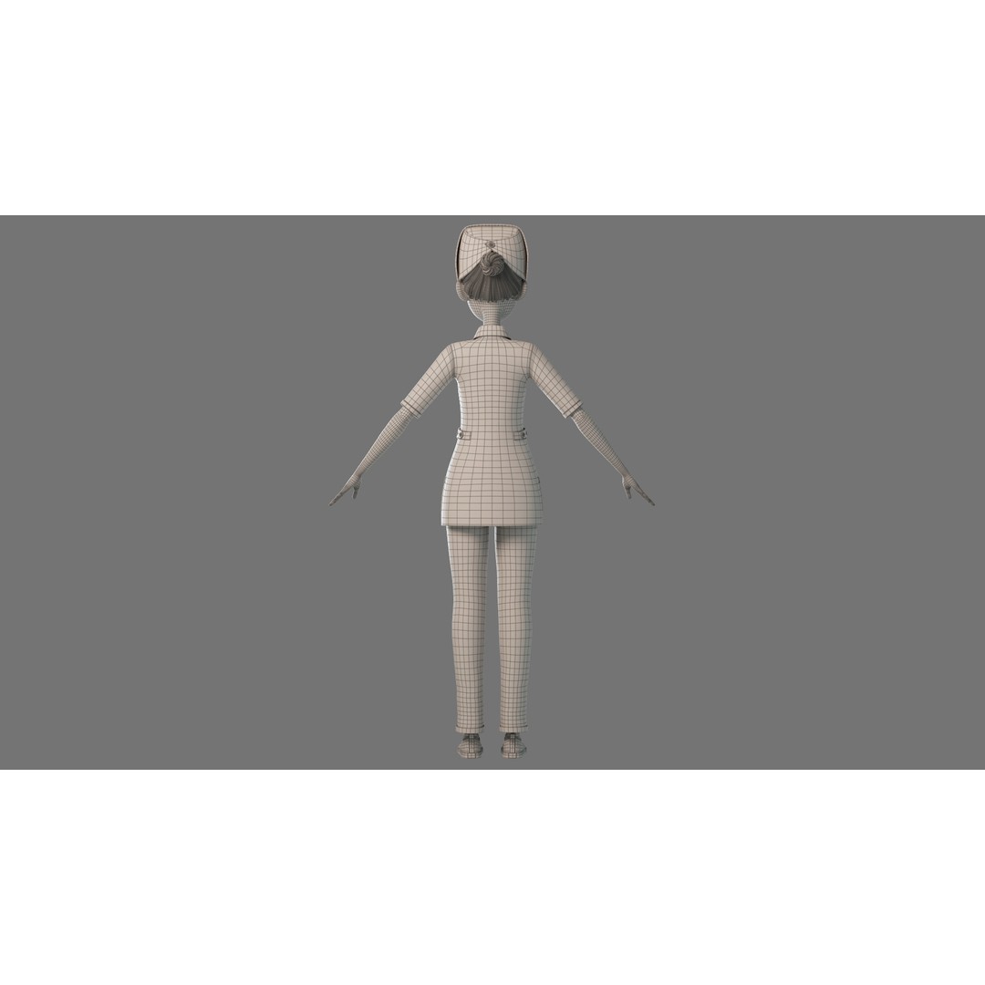 Cartoon Nurse 3D Model – Rigged Character for Animation, FBX - View 31