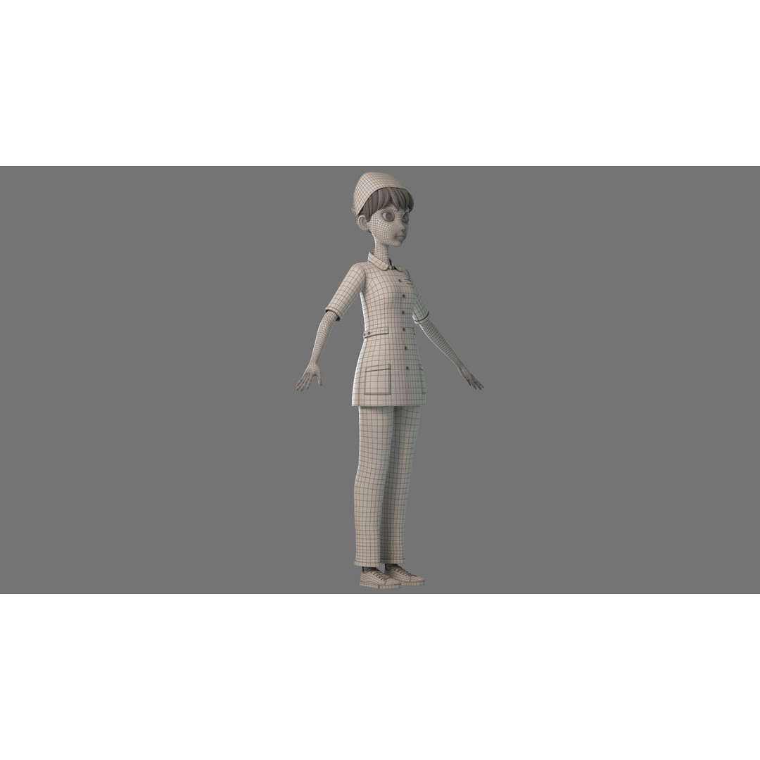 Cartoon Nurse 3D Model – Rigged Character for Animation, FBX - View 32