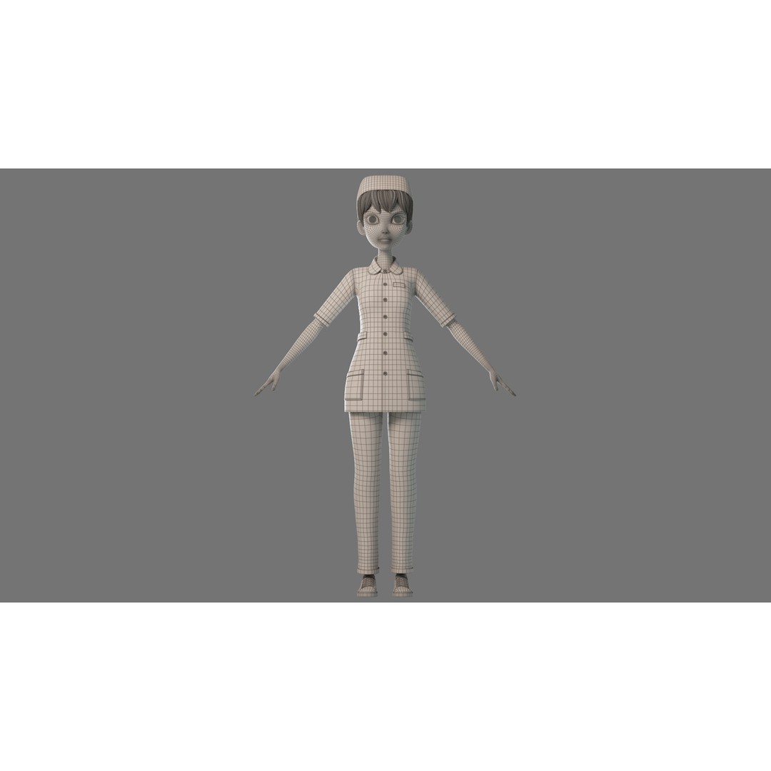 Cartoon Nurse 3D Model – Rigged Character for Animation, FBX - View 33