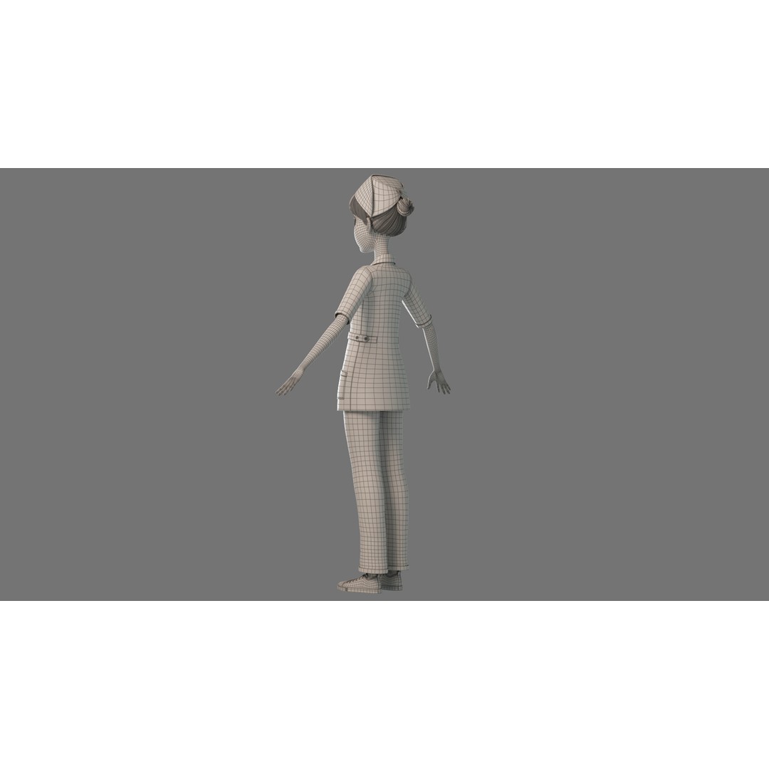 Cartoon Nurse 3D Model – Rigged Character for Animation, FBX - View 34