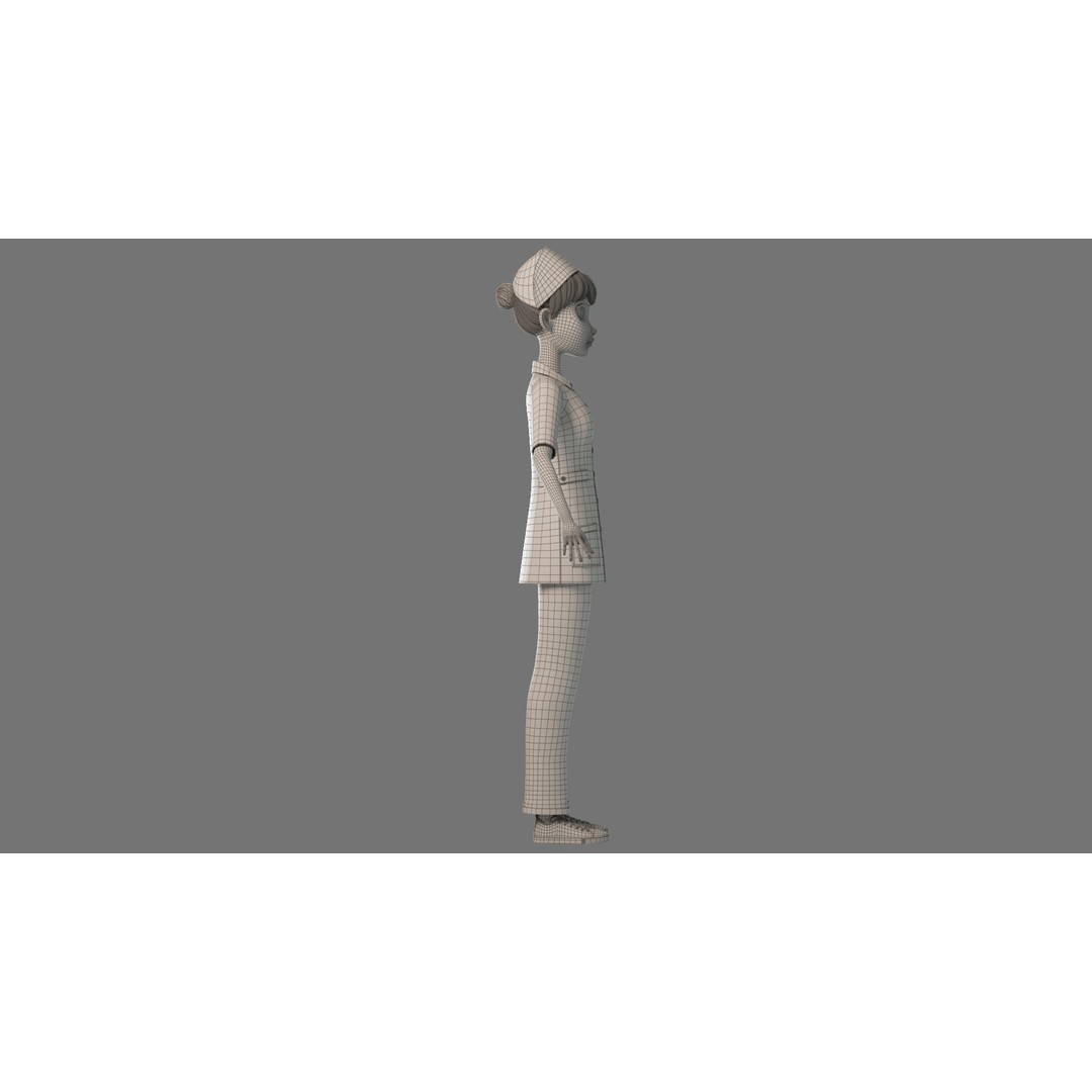 Cartoon Nurse 3D Model – Rigged Character for Animation, FBX - View 35