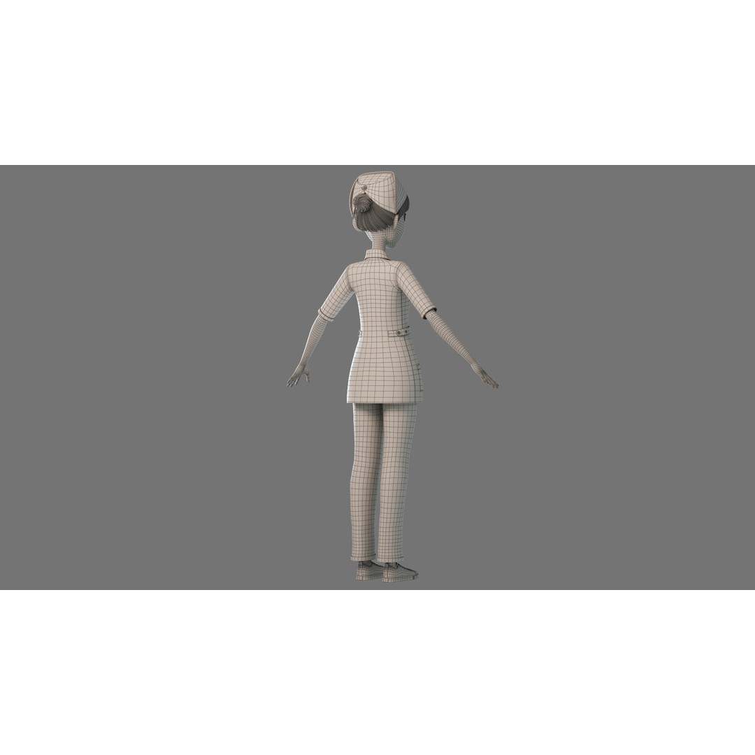 Cartoon Nurse 3D Model – Rigged Character for Animation, FBX - View 37