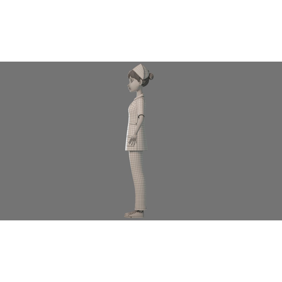 Cartoon Nurse 3D Model – Rigged Character for Animation, FBX - View 38