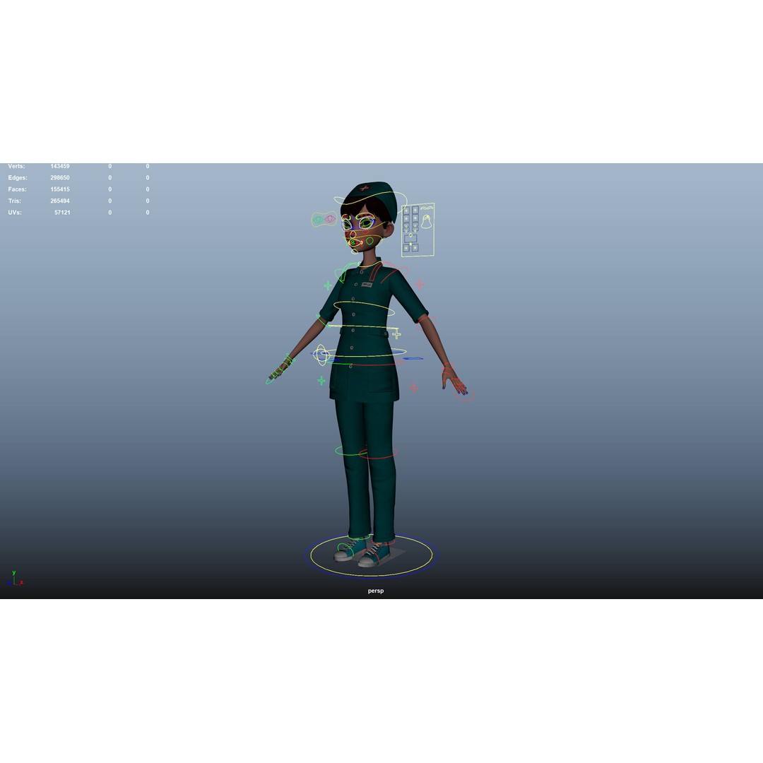 Cartoon Nurse 3D Model – Rigged Character for Animation, FBX - View 39