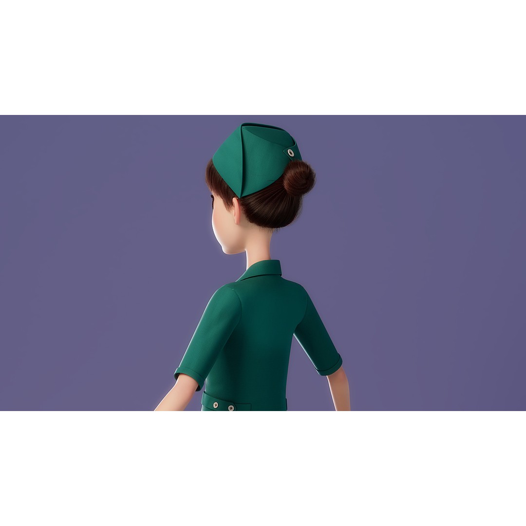 Cartoon Nurse 3D Model – Rigged Character for Animation, FBX - View 9