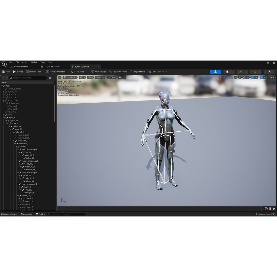 Sci-Fi Female 3D Model – Low Poly Rigged Character for Unreal Engine - View 11