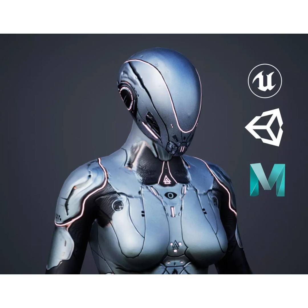 Sci-Fi Female 3D Model – Low Poly Rigged Character for Unreal Engine - View 2