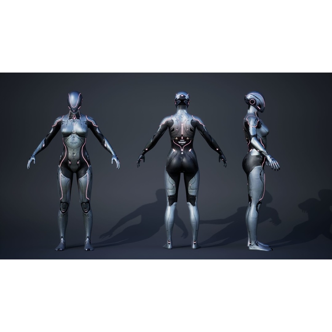 Sci-Fi Female 3D Model – Low Poly Rigged Character for Unreal Engine - View 3