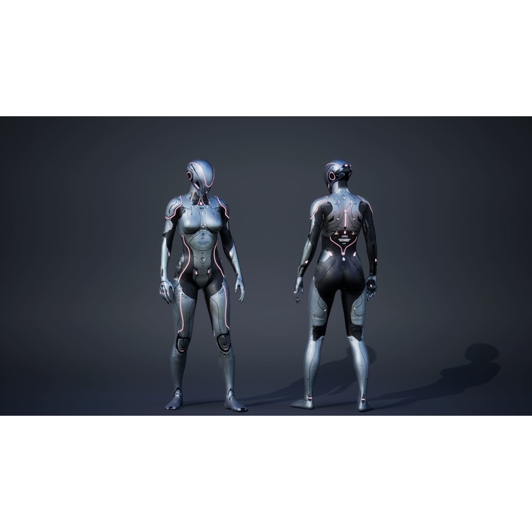 Sci-Fi Female 3D Model – Low Poly Rigged Character for Unreal Engine - View 4
