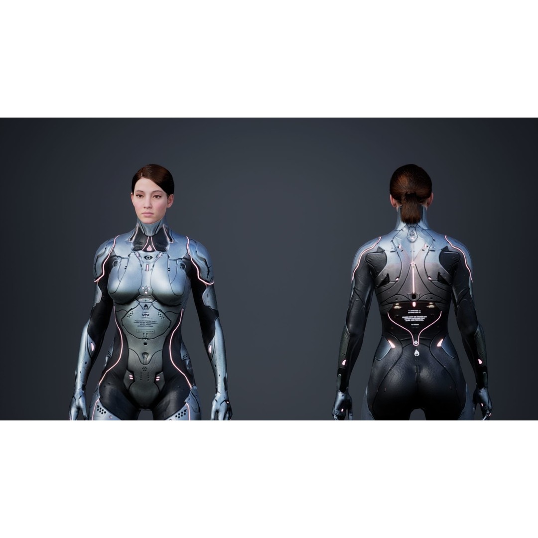 Sci-Fi Female 3D Model – Low Poly Rigged Character for Unreal Engine - View 5