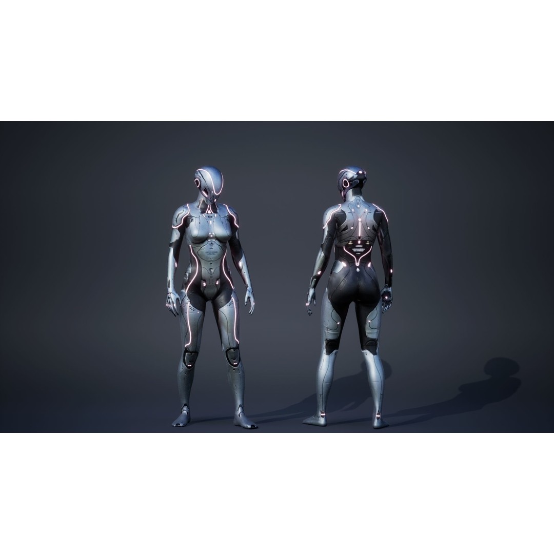 Sci-Fi Female 3D Model – Low Poly Rigged Character for Unreal Engine - View 6