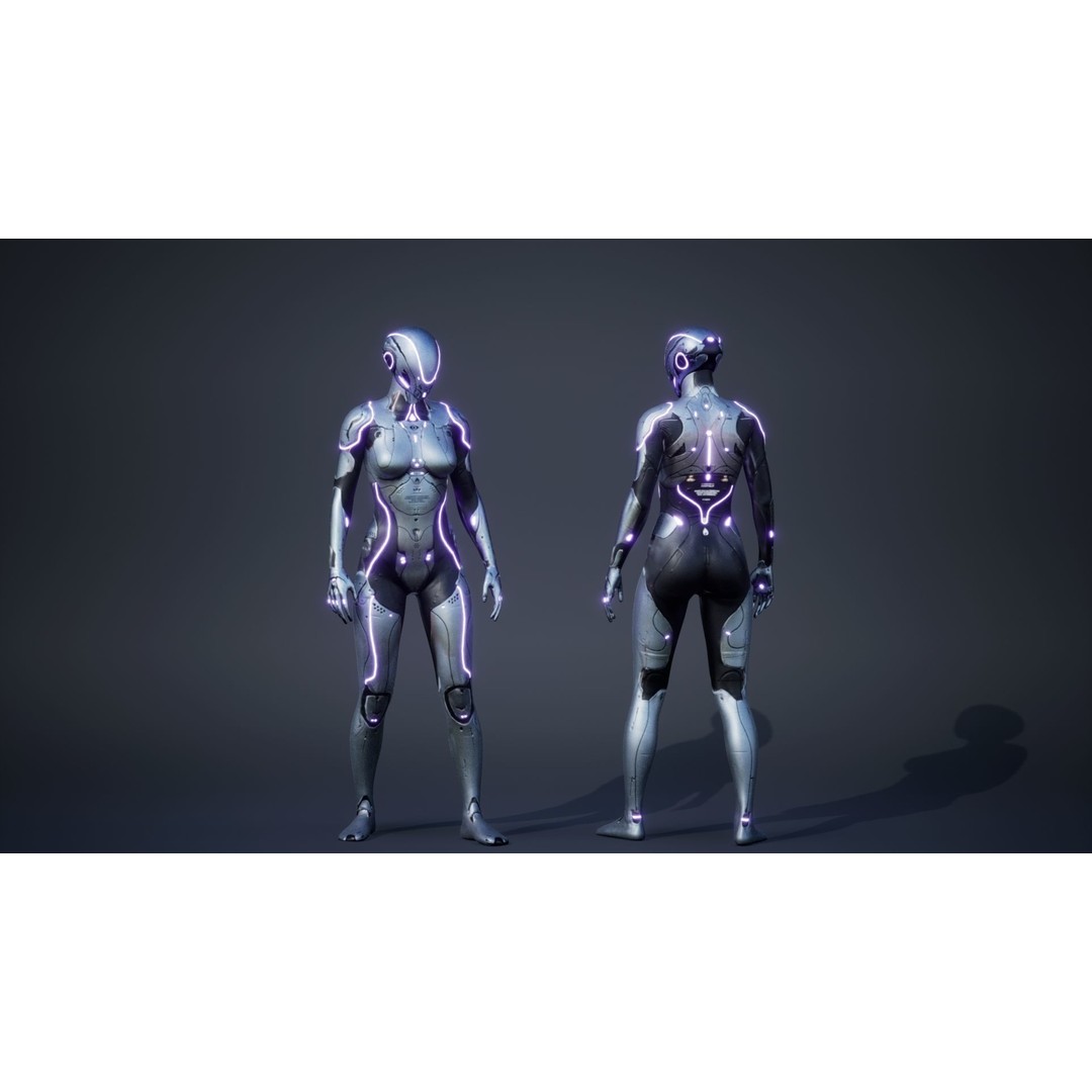 Sci-Fi Female 3D Model – Low Poly Rigged Character for Unreal Engine - View 7