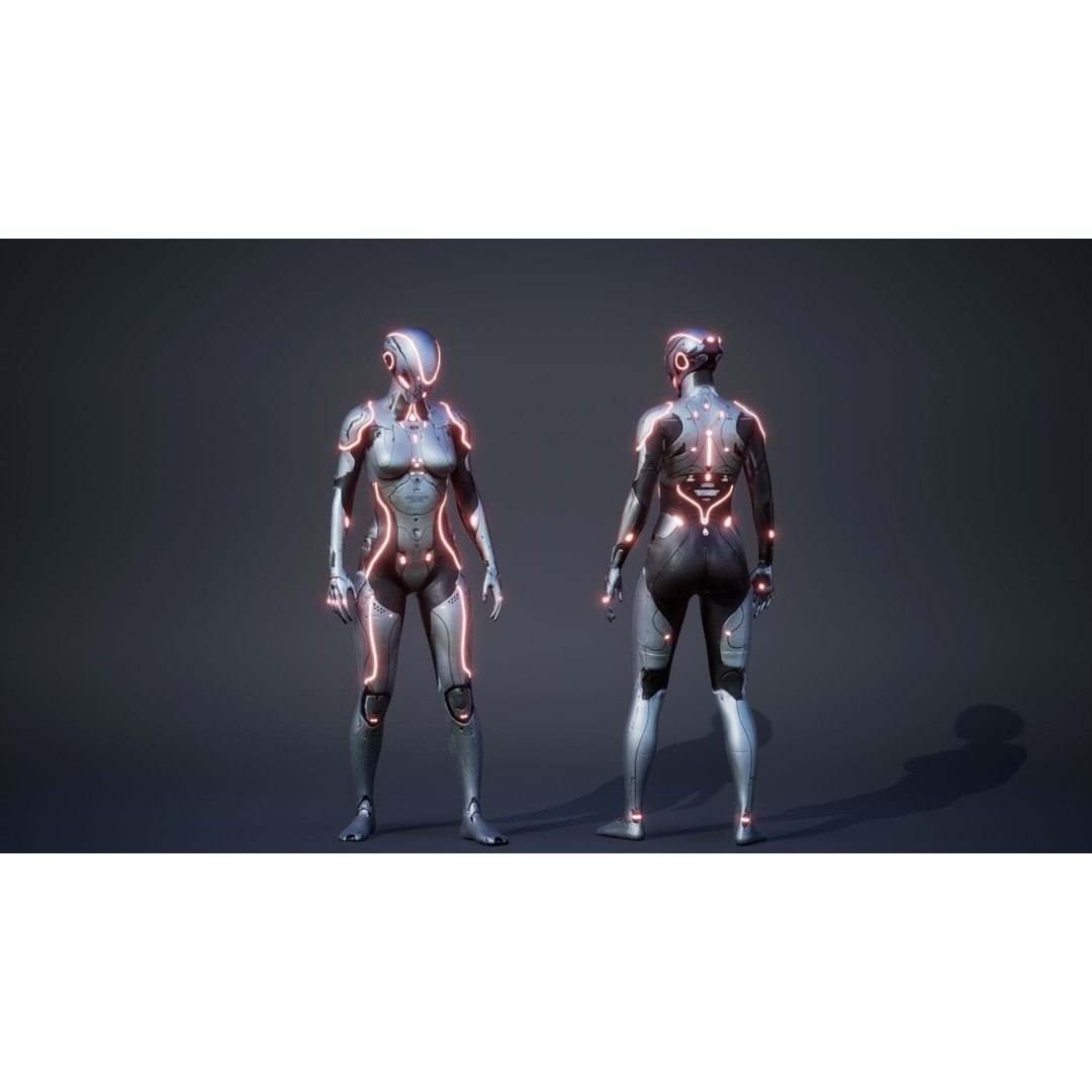 Sci-Fi Female 3D Model – Low Poly Rigged Character for Unreal Engine - View 8