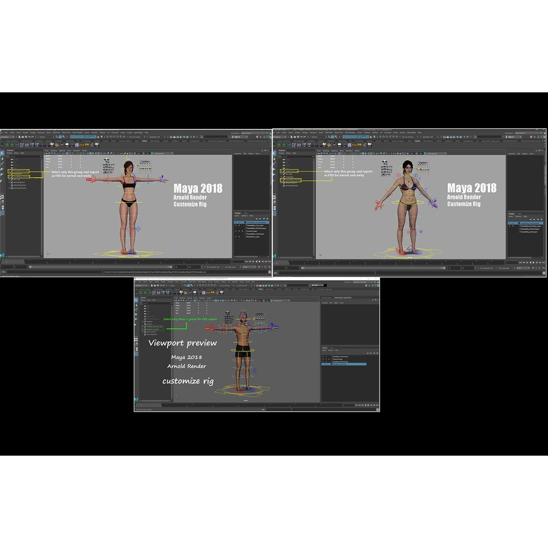 Male Female Base Mega Pack 3D Model – Low Poly Rigged Characters, FBX - View 20