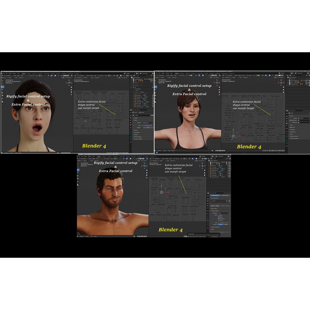Male Female Base Mega Pack 3D Model – Low Poly Rigged Characters, FBX - View 21
