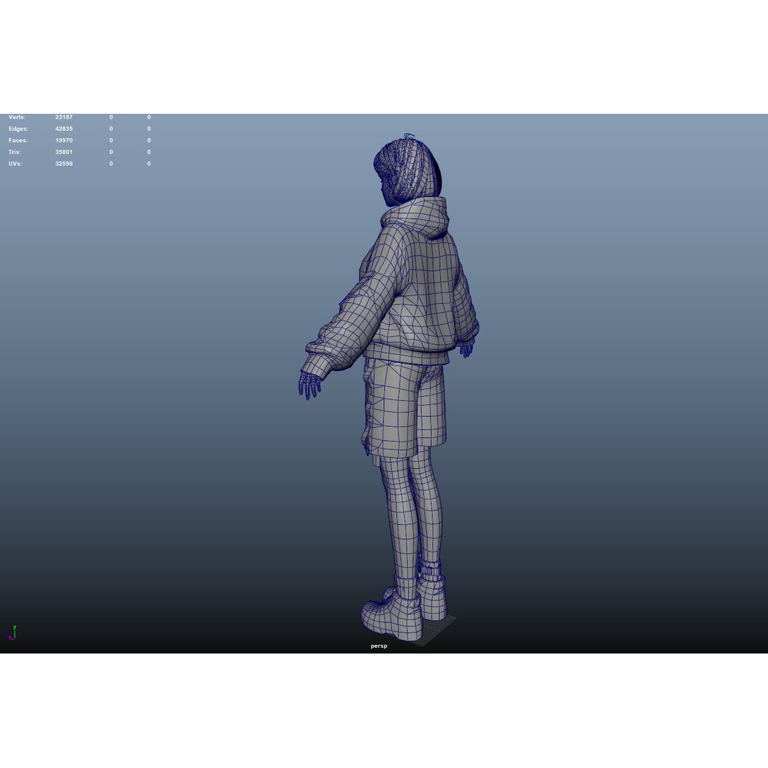 Techwear Girl 3D Model – Low Poly Rigged Character for Games - View 10