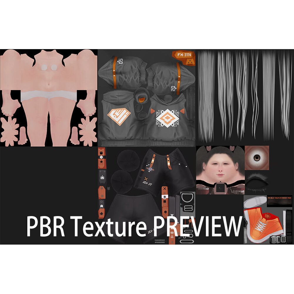 Techwear Girl 3D Model – Low Poly Rigged Character for Games - View 3