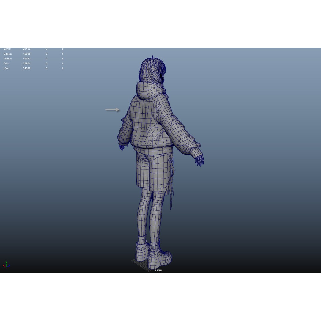 Techwear Girl 3D Model – Low Poly Rigged Character for Games - View 8