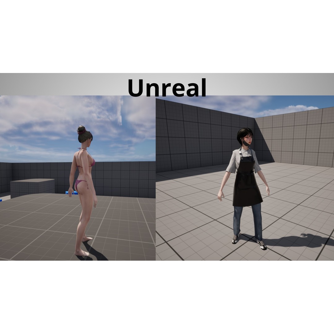 Barista Girl 3D Model – Low Poly Game Ready Character, FBX - View 9