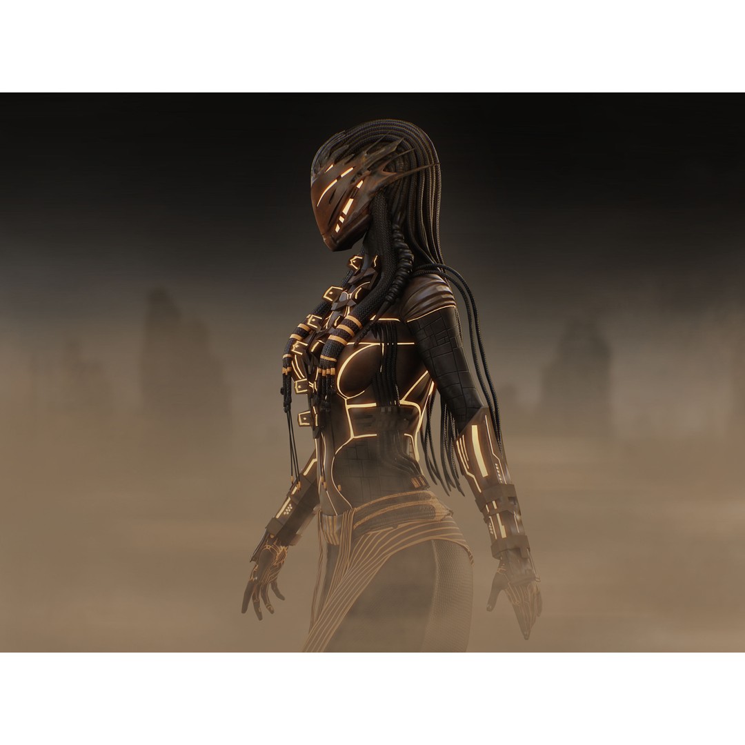 Dune Valkyrie 3D Model – Low Poly Sci-Fi Character, Rigged PBR