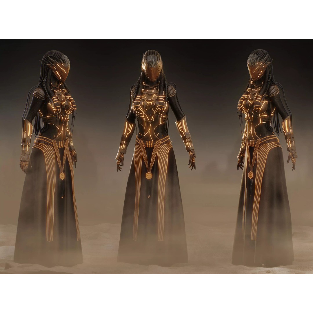 Dune Valkyrie 3D Model – Low Poly Sci-Fi Character, Rigged PBR - View 2