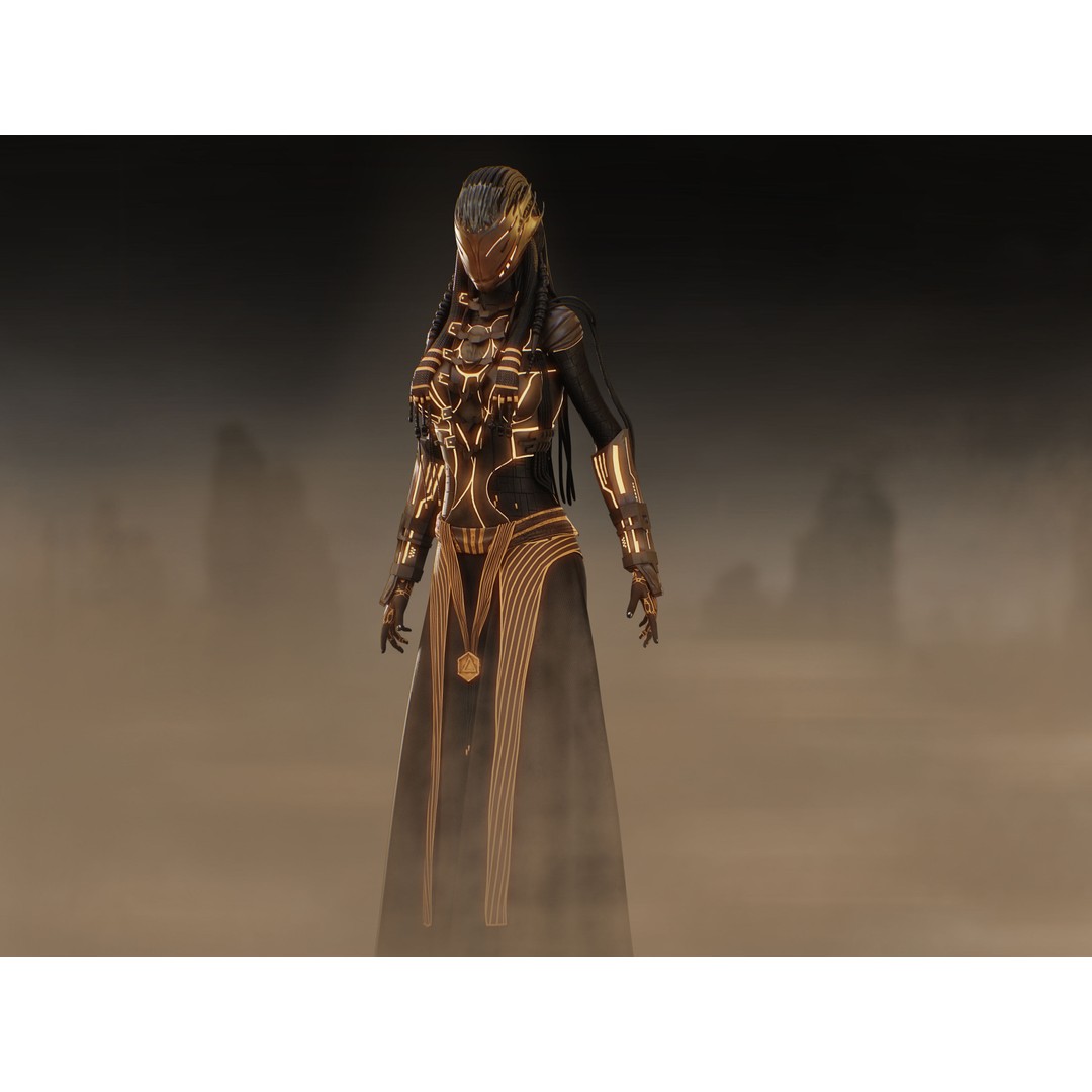 Dune Valkyrie 3D Model – Low Poly Sci-Fi Character, Rigged PBR - View 3