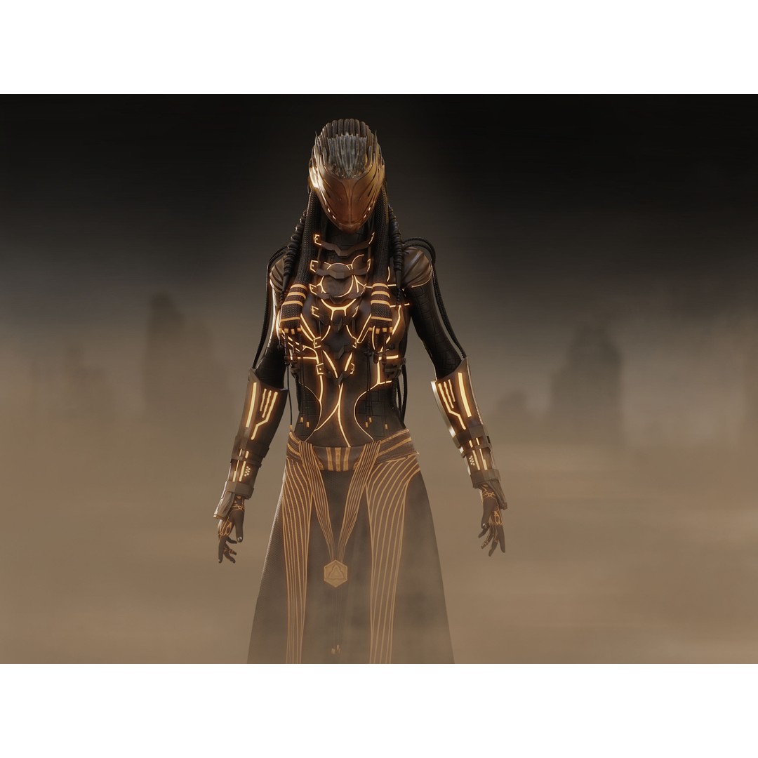 Dune Valkyrie 3D Model – Low Poly Sci-Fi Character, Rigged PBR - View 4
