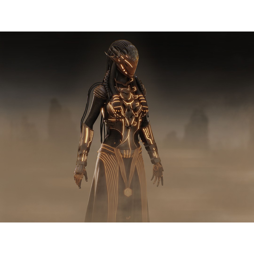 Dune Valkyrie 3D Model – Low Poly Sci-Fi Character, Rigged PBR - View 6