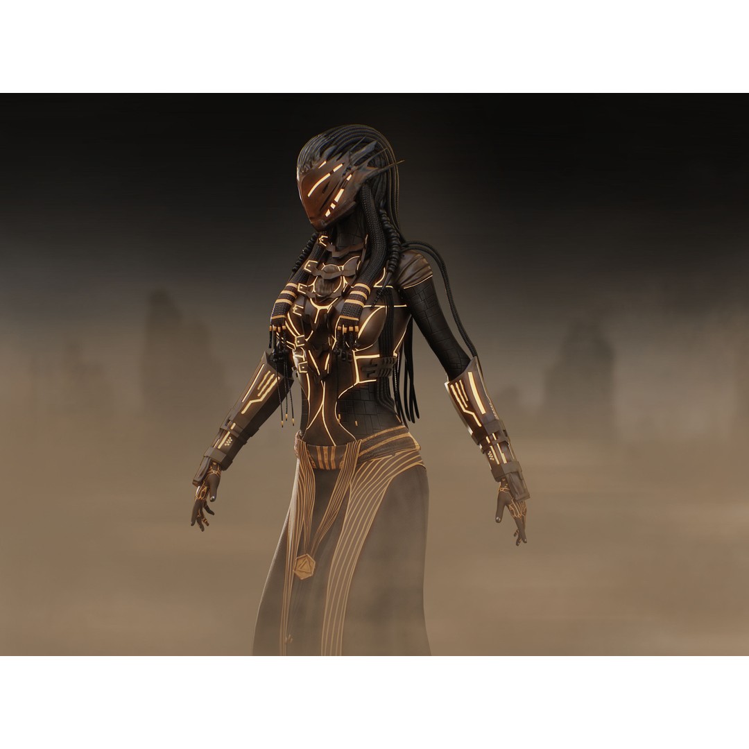 Dune Valkyrie 3D Model – Low Poly Sci-Fi Character, Rigged PBR - View 8