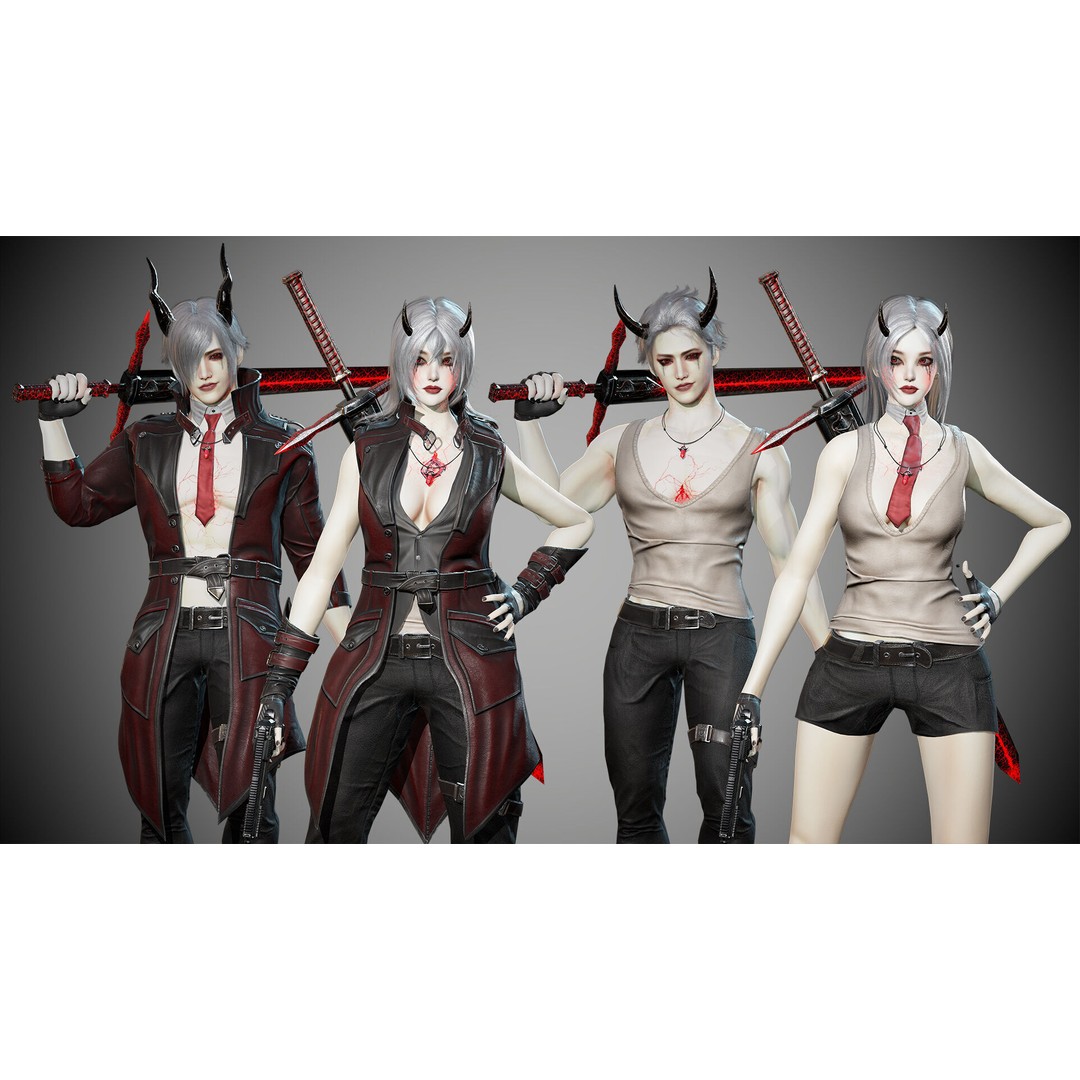 Half Blood Characters 3D Model – Low Poly Rigged Fantasy Asset, FBX - View 19