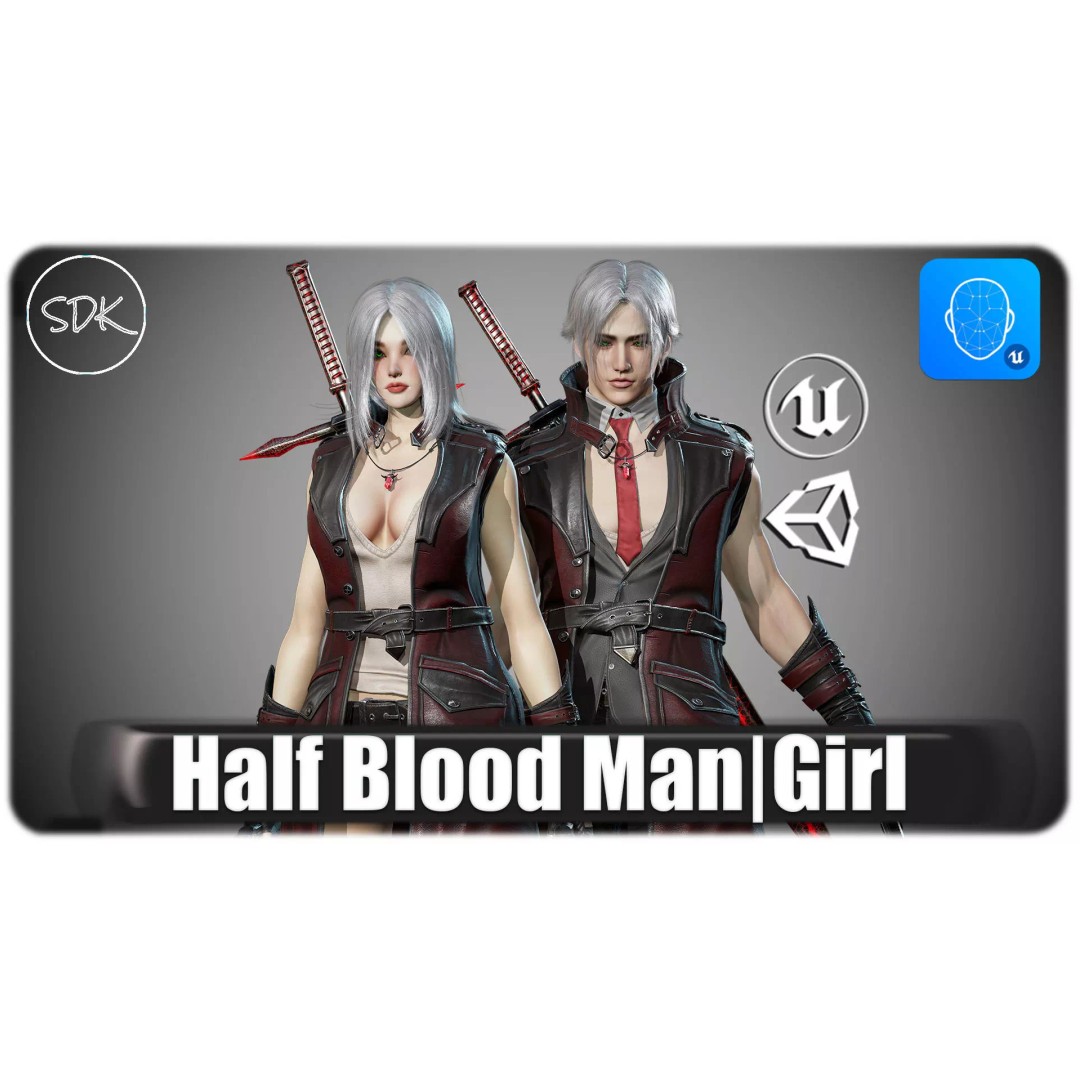 Half Blood Characters 3D Model – Low Poly Rigged Fantasy Asset, FBX - View 2