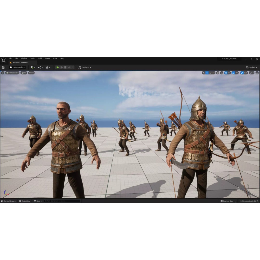 Timurid Archer 3D Model – Low Poly Character with Rigging, FBX