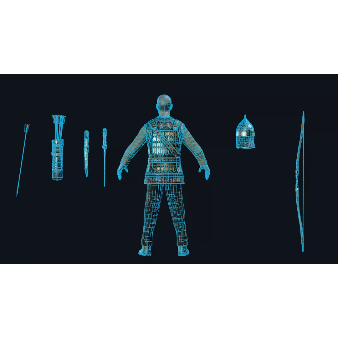 Timurid Archer 3D Model – Low Poly Character with Rigging, FBX - View 11