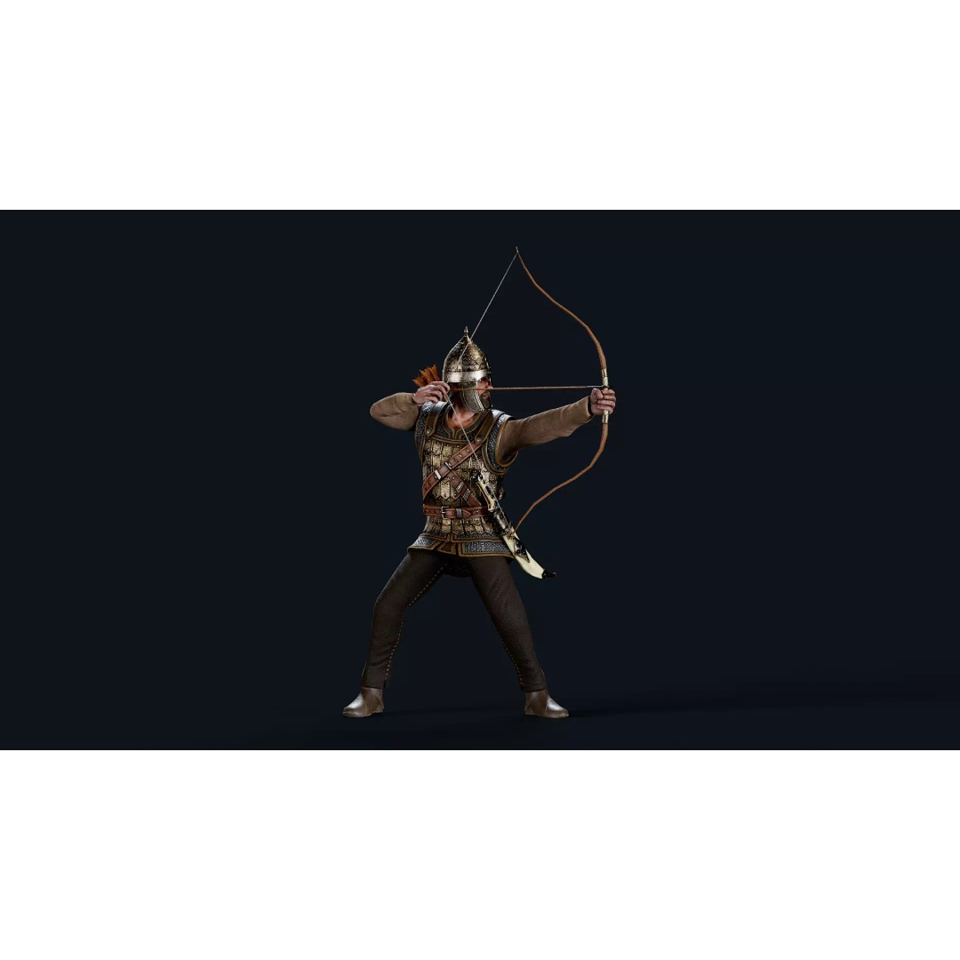 Timurid Archer 3D Model – Low Poly Character with Rigging, FBX - View 3