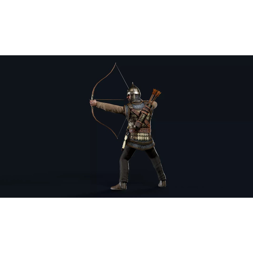 Timurid Archer 3D Model – Low Poly Character with Rigging, FBX - View 4