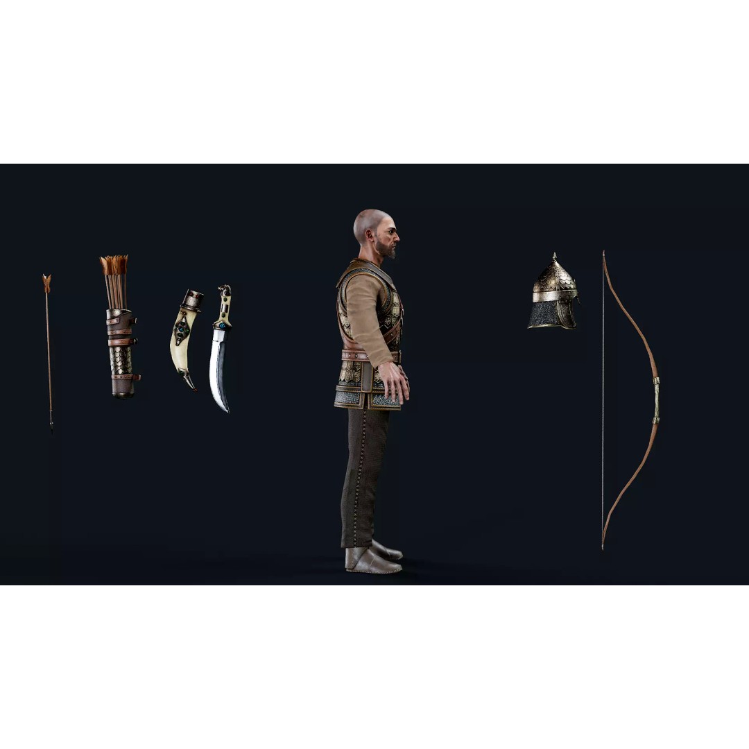 Timurid Archer 3D Model – Low Poly Character with Rigging, FBX - View 5