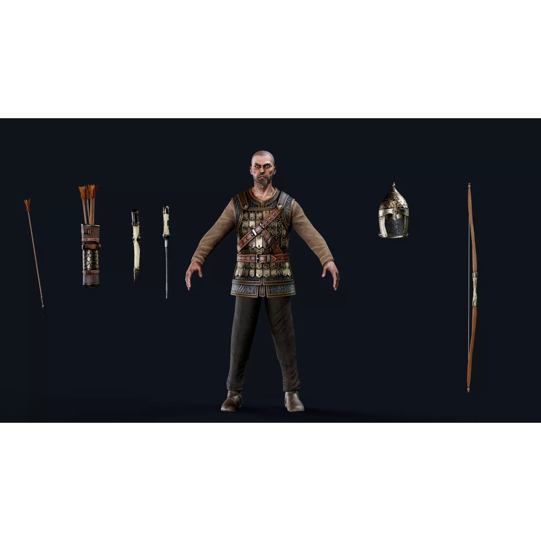 Timurid Archer 3D Model – Low Poly Character with Rigging, FBX - View 6