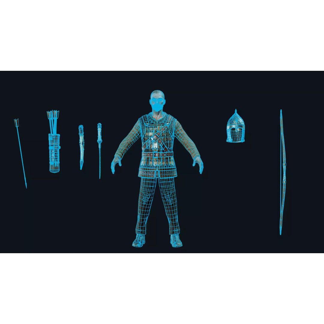 Timurid Archer 3D Model – Low Poly Character with Rigging, FBX - View 9