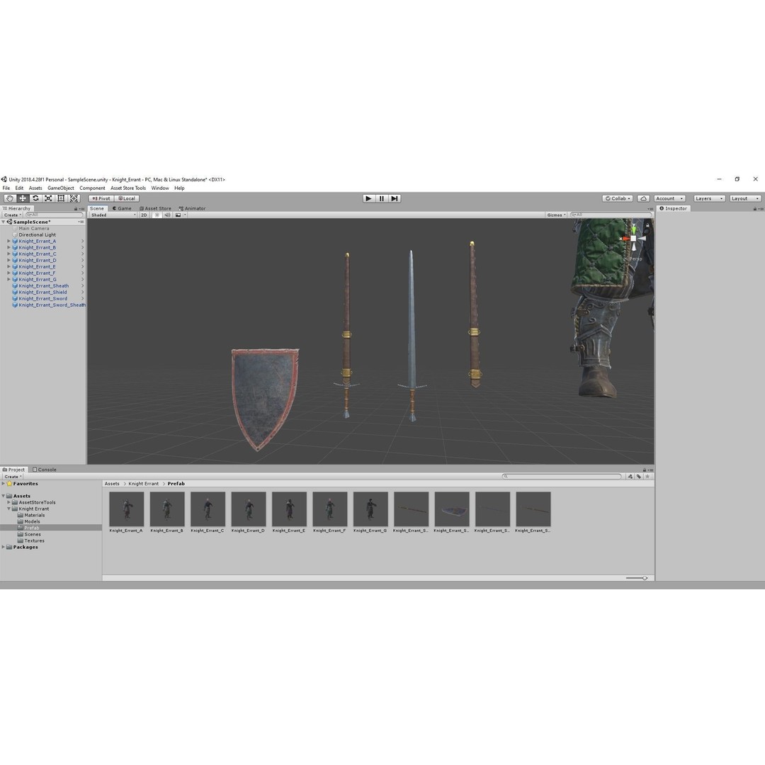 Knight Errant 3D Model – Low Poly Rigged Character, FBX, PBR