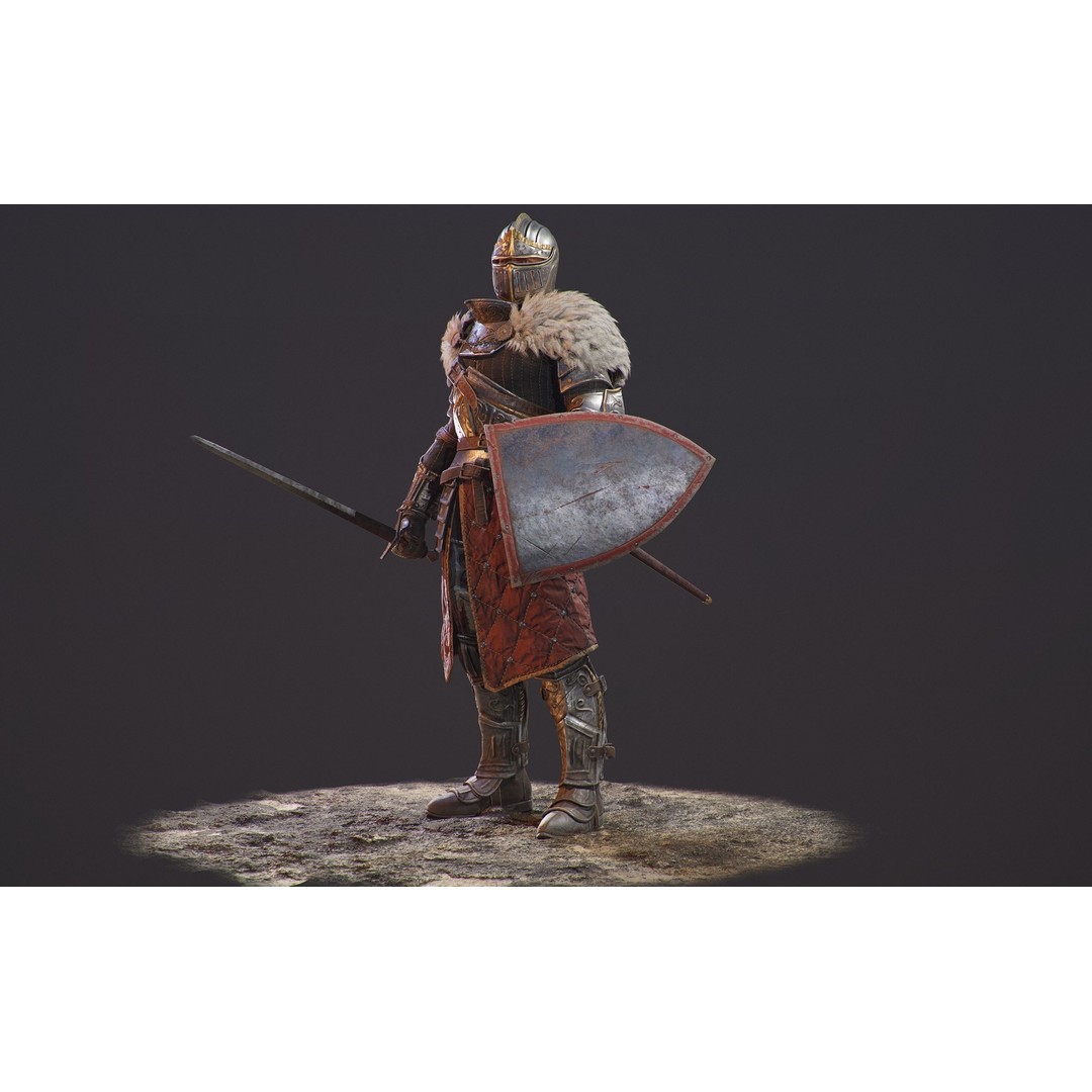 Knight Errant 3D Model – Low Poly Rigged Character, FBX, PBR - View 10