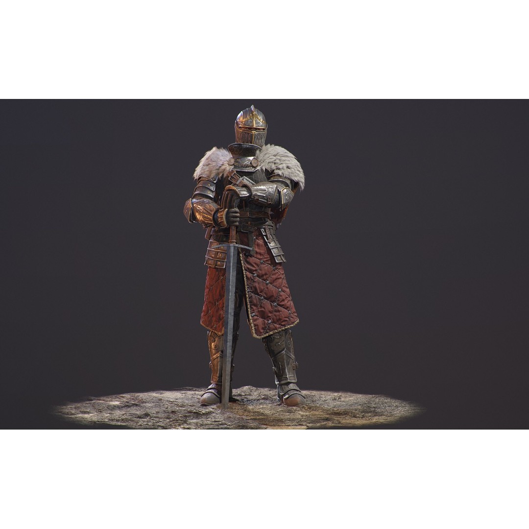 Knight Errant 3D Model – Low Poly Rigged Character, FBX, PBR - View 11