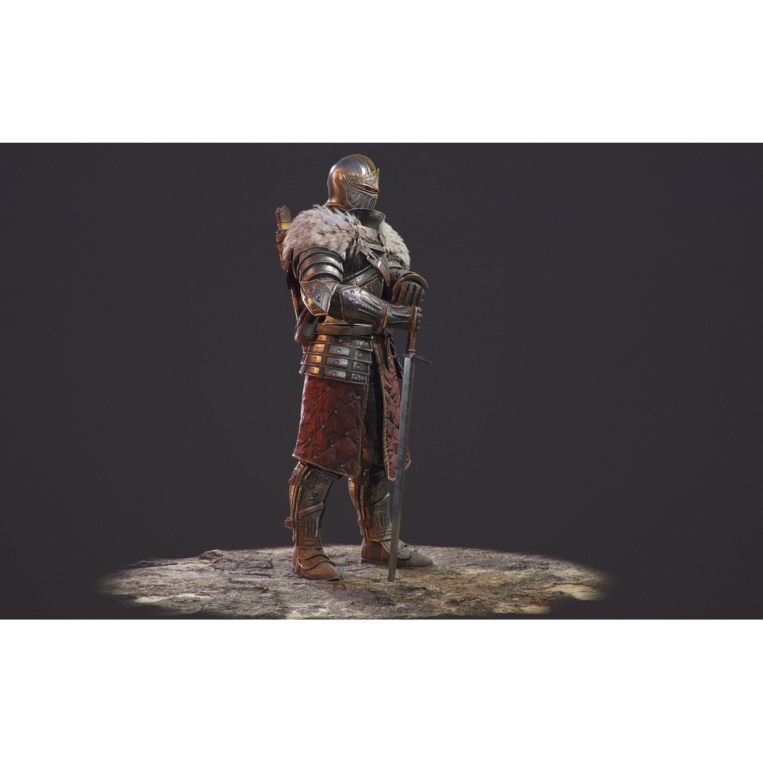 Knight Errant 3D Model – Low Poly Rigged Character, FBX, PBR - View 12