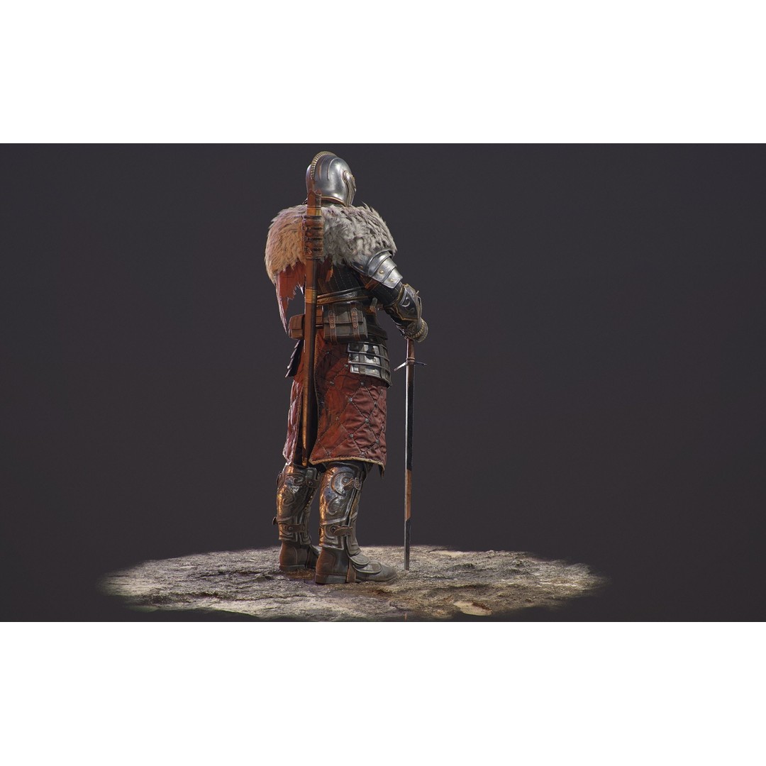 Knight Errant 3D Model – Low Poly Rigged Character, FBX, PBR - View 13