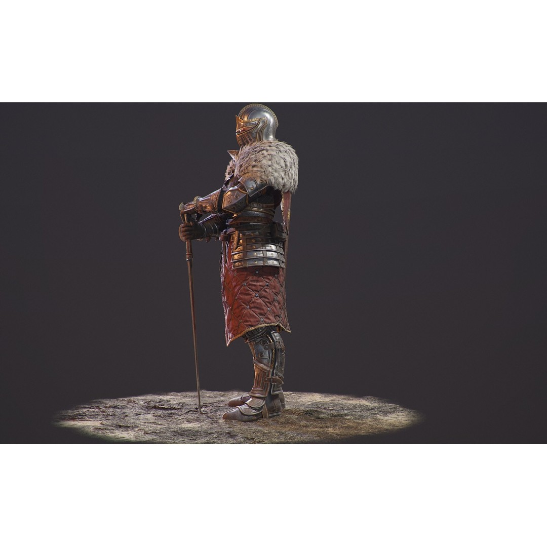 Knight Errant 3D Model – Low Poly Rigged Character, FBX, PBR - View 15