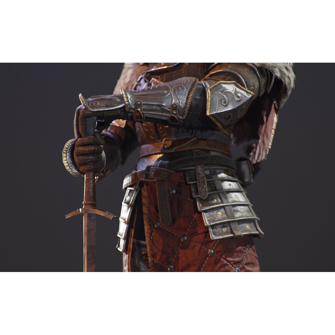 Knight Errant 3D Model – Low Poly Rigged Character, FBX, PBR - View 20