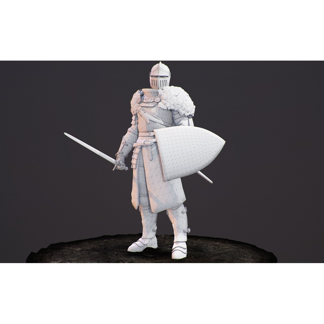 Knight Errant 3D Model – Low Poly Rigged Character, FBX, PBR - View 24