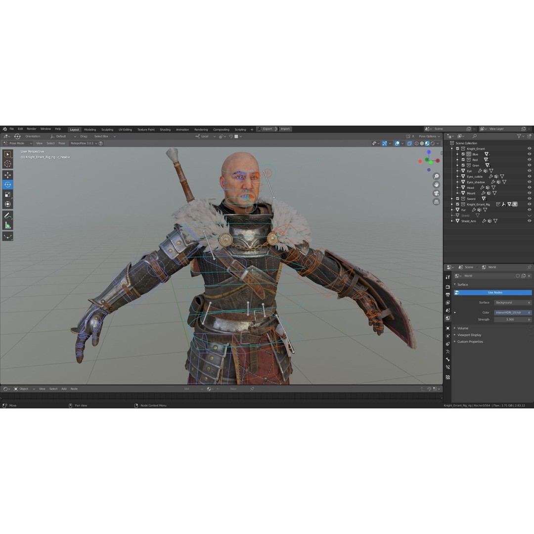 Knight Errant 3D Model – Low Poly Rigged Character, FBX, PBR - View 33