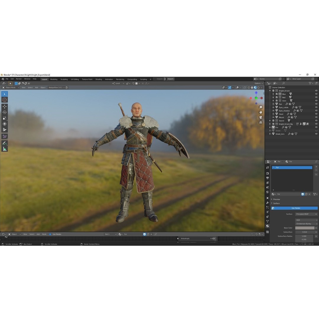 Knight Errant 3D Model – Low Poly Rigged Character, FBX, PBR - View 34